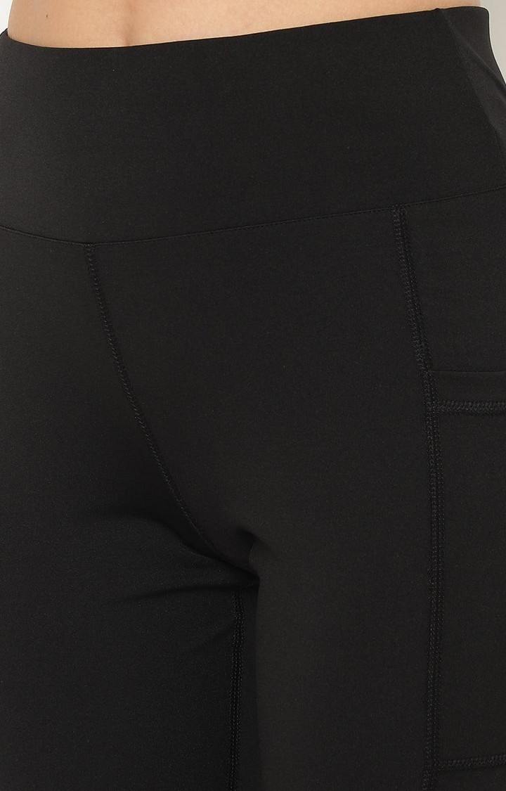 Women's  Black Solid Polyester Tights