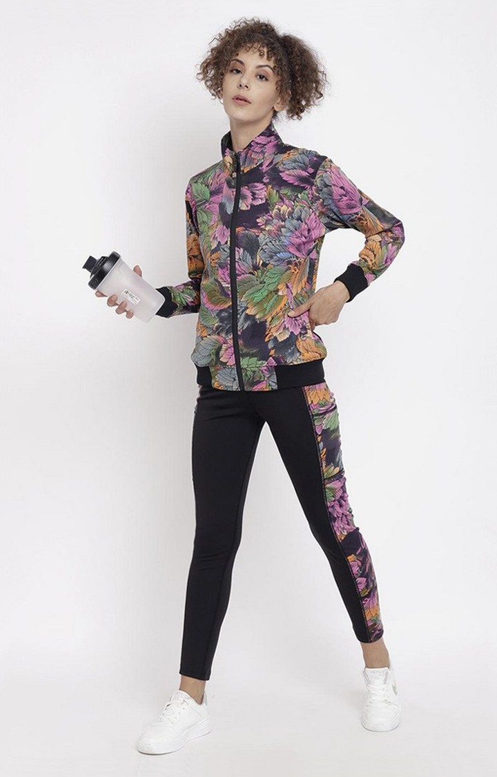 Women's  Pink Printed Polyester Tights
