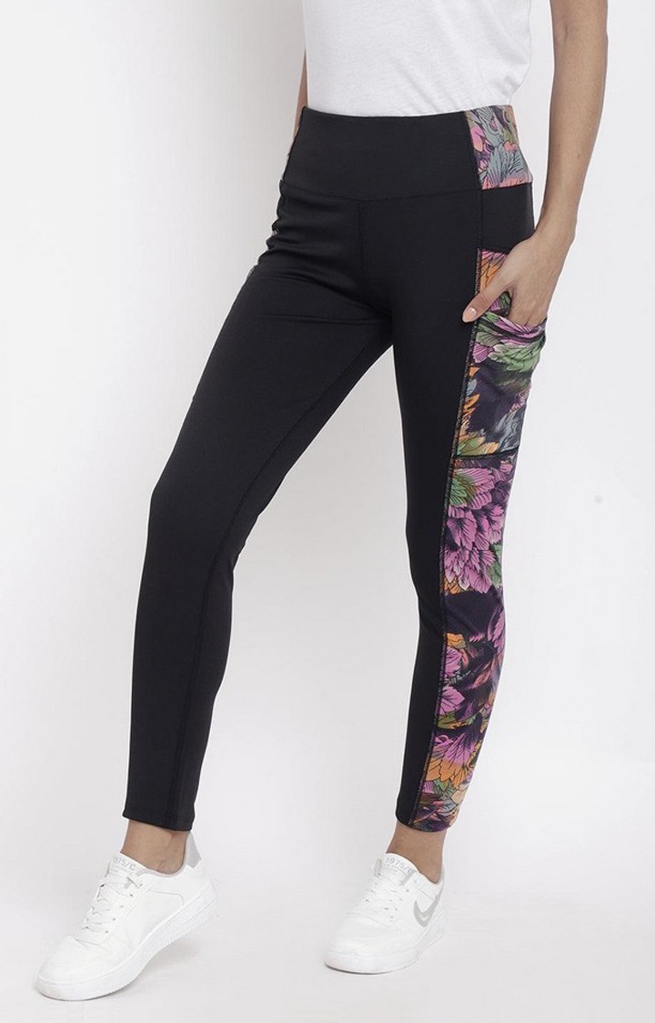 Women's  Pink Printed Polyester Tights