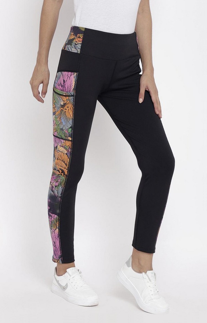 Women's  Pink Printed Polyester Tights