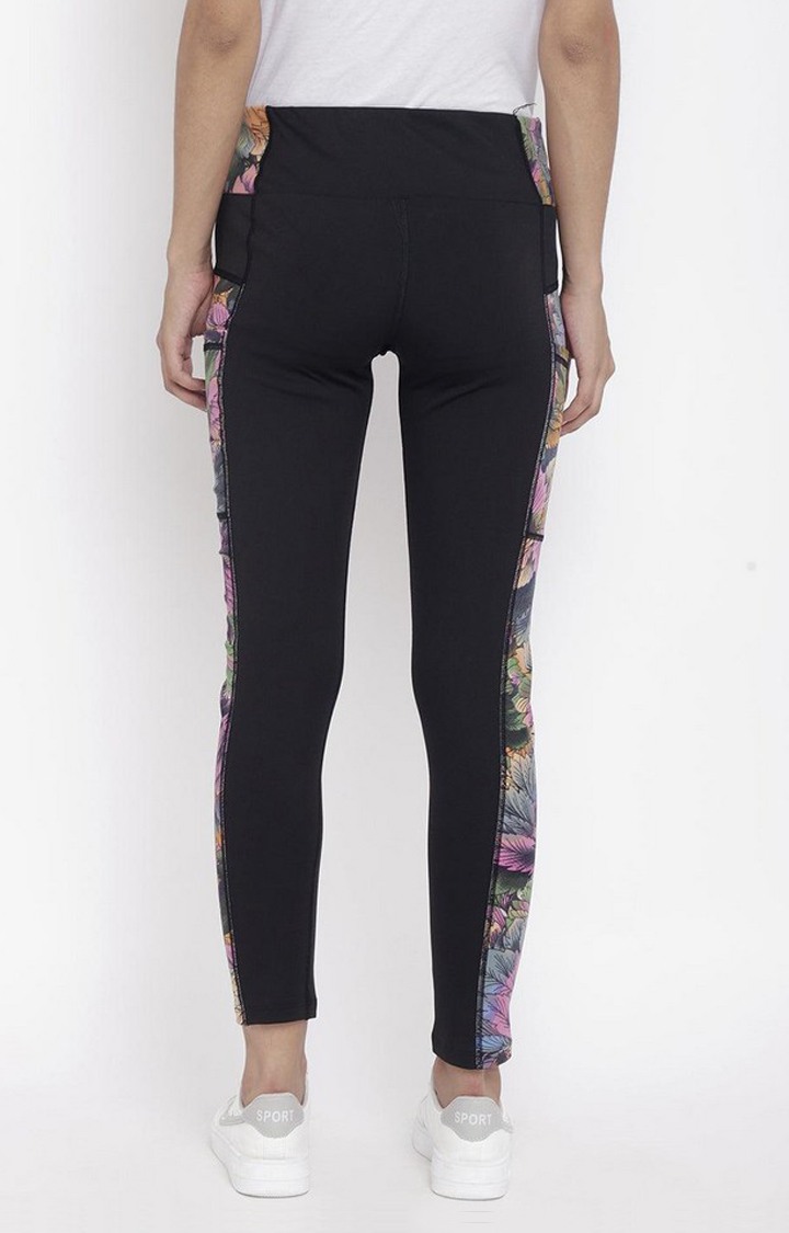 Women's  Pink Printed Polyester Tights