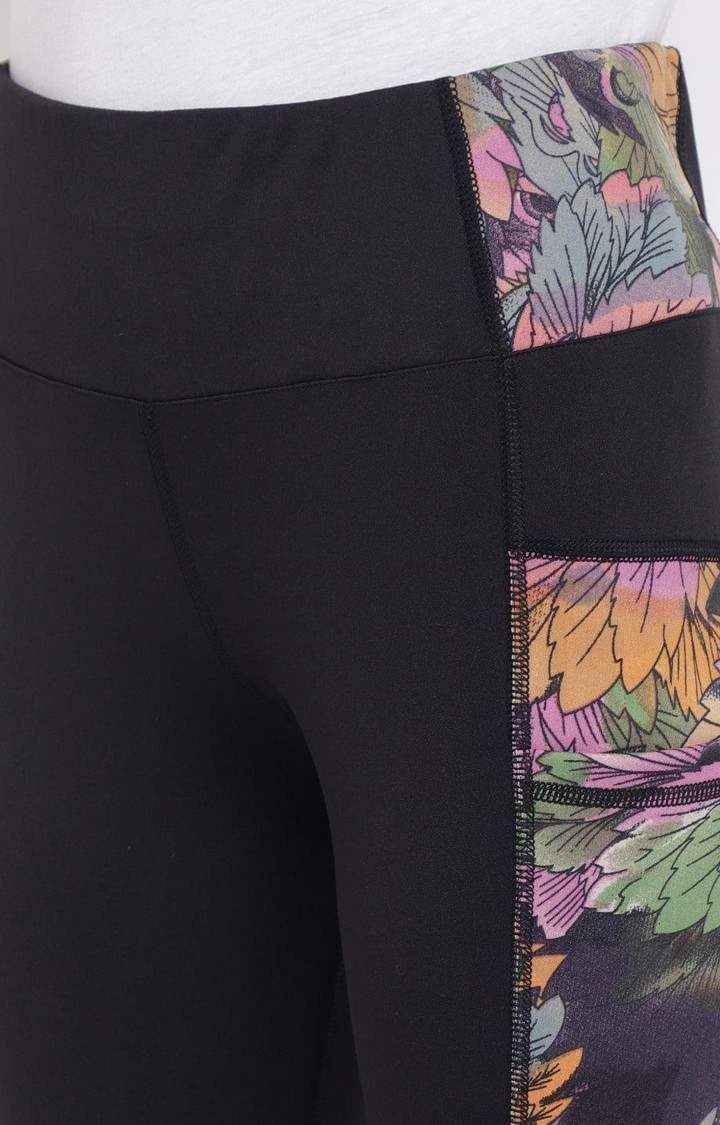 Women's  Pink Printed Polyester Tights