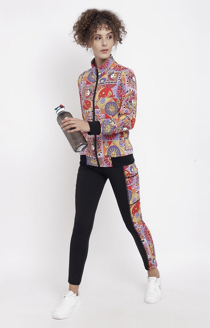 Women's  Yellow Printed Polyester Tights
