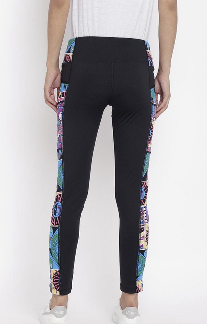 Women's  Blue Printed Polyester Tights