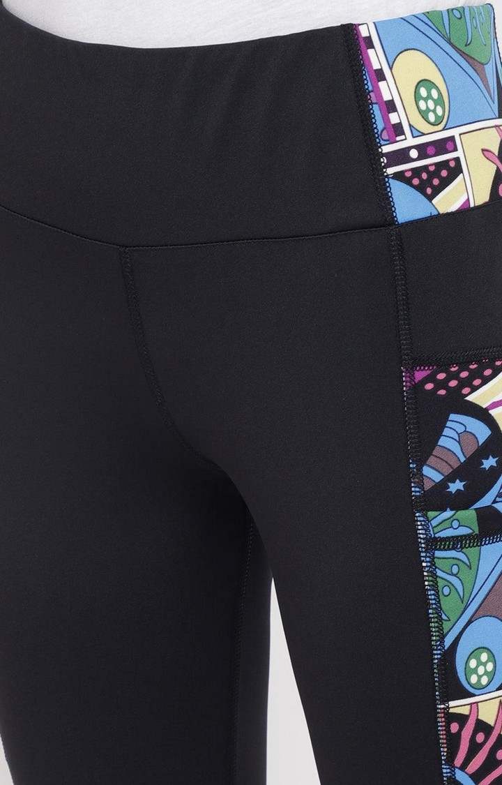 Women's  Blue Printed Polyester Tights