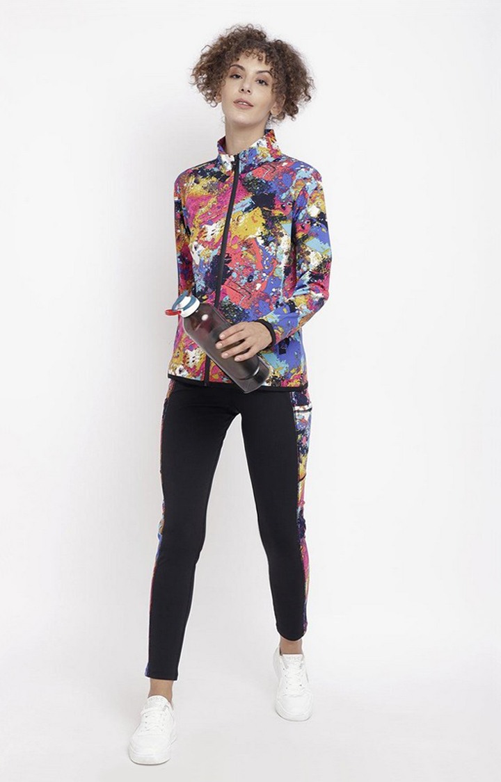 Women's  Yellow Printed Polyester Tights