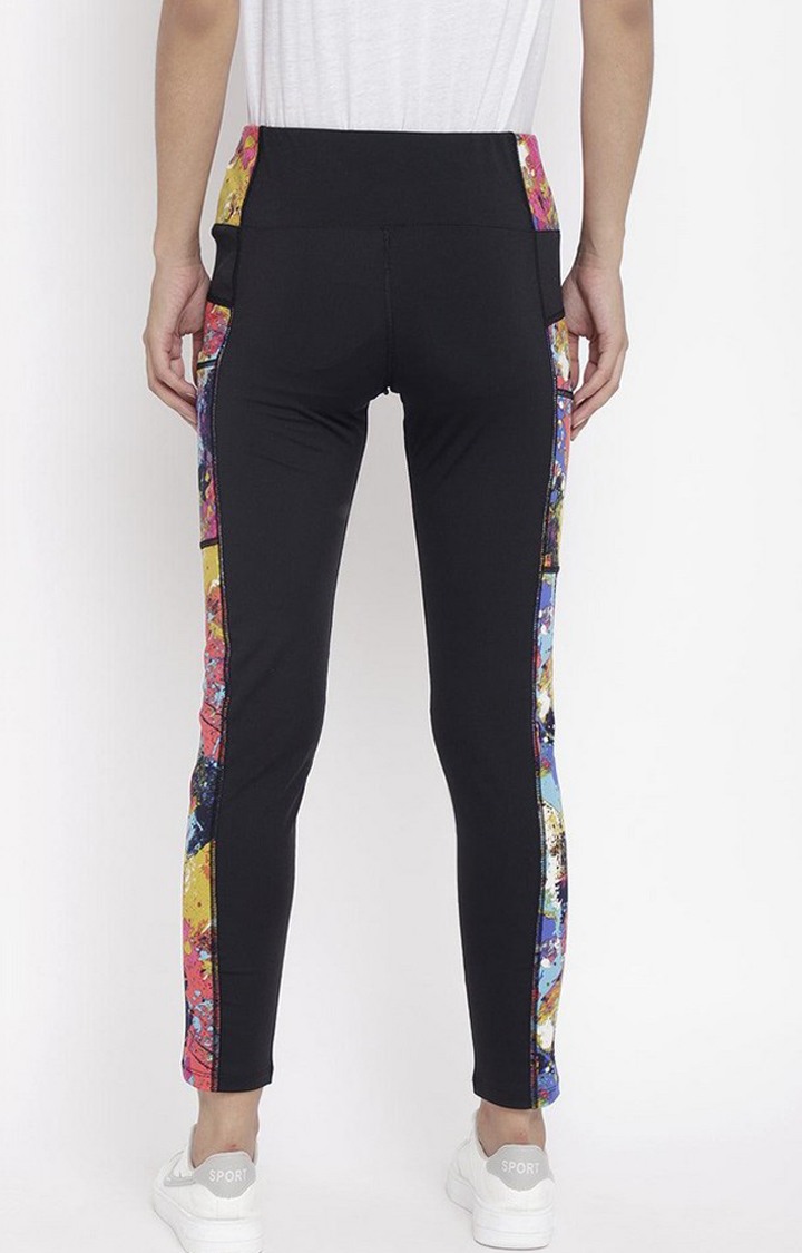 Women's  Yellow Printed Polyester Tights