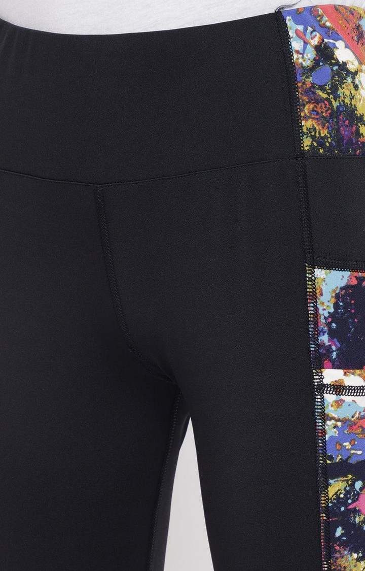 Women's  Yellow Printed Polyester Tights