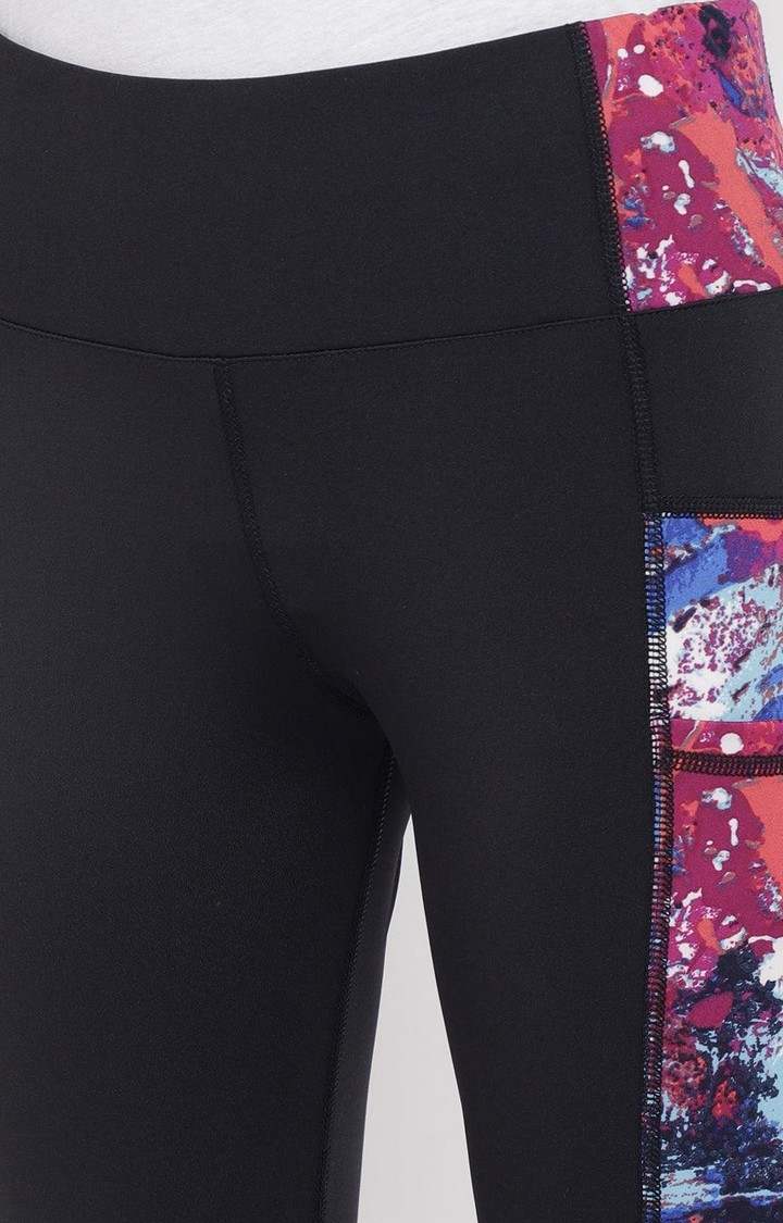 Women's  Blue Printed Polyester Tights