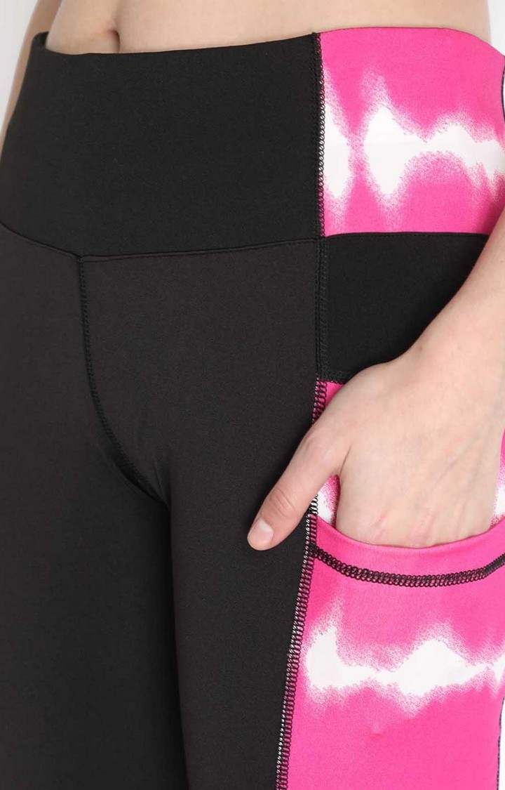 Women's  Blue Printed Polyester Tights