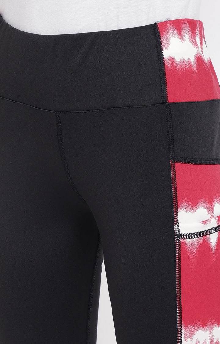 Women's  Red Printed Polyester Tights
