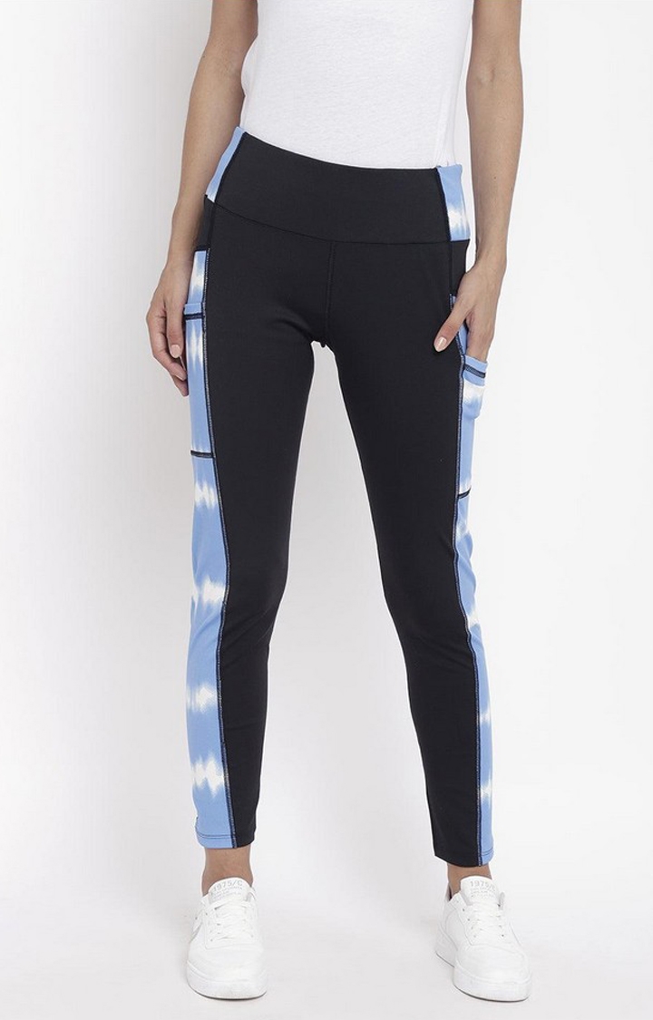 CHKOKKO | Women's  Blue Printed Polyester Tights