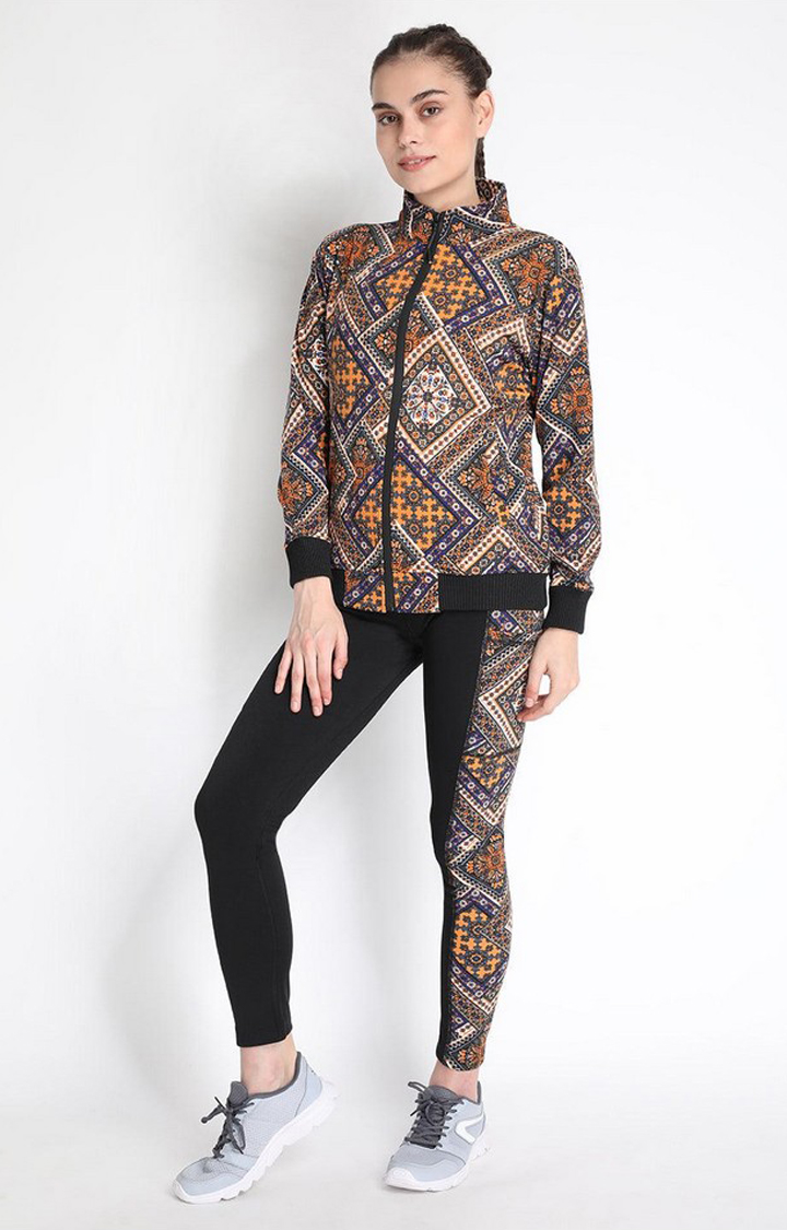 Women's  Yellow Printed Polyester Tights