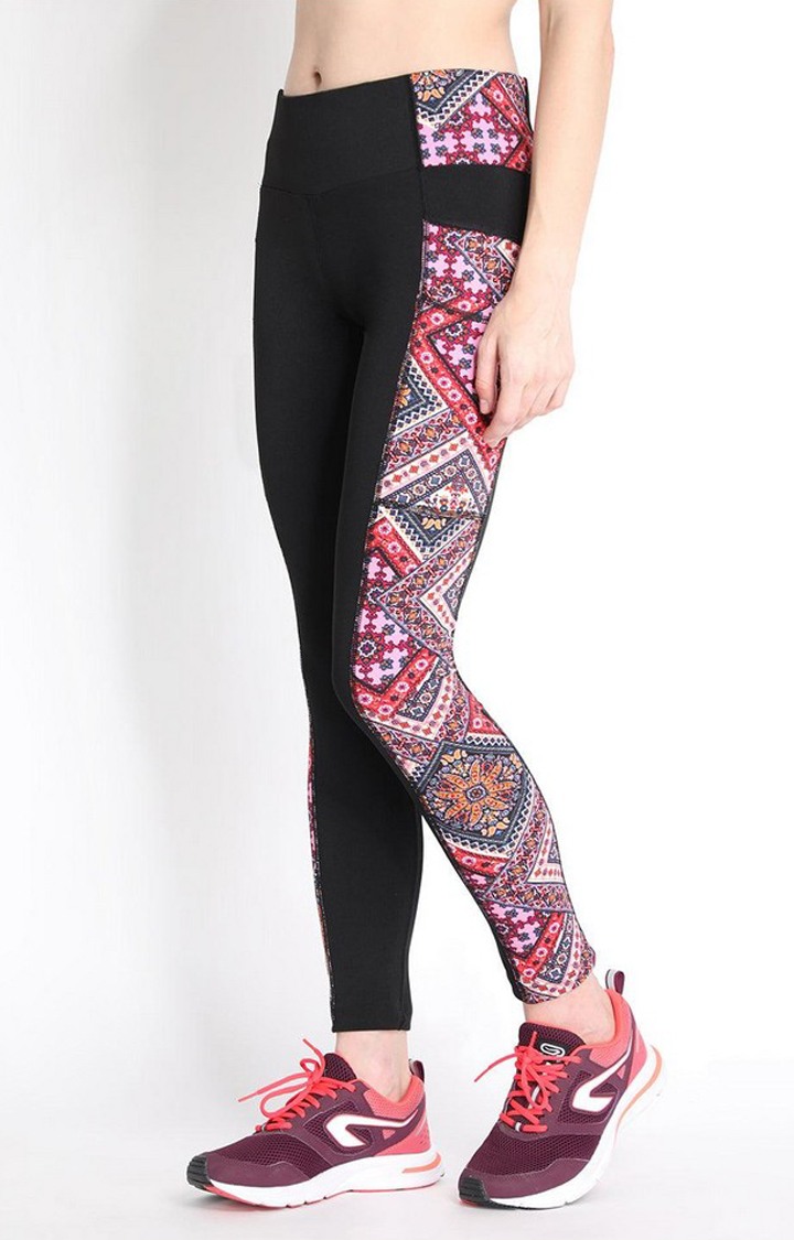 Women's  Pink Printed Polyester Tights