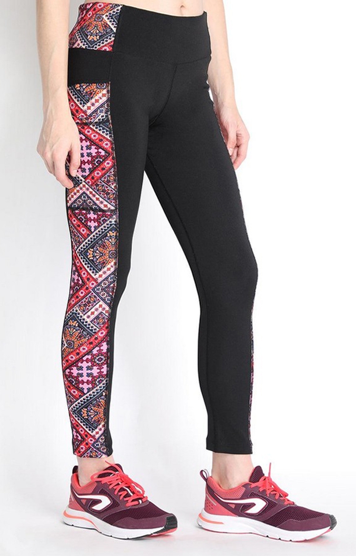 Women's  Pink Printed Polyester Tights