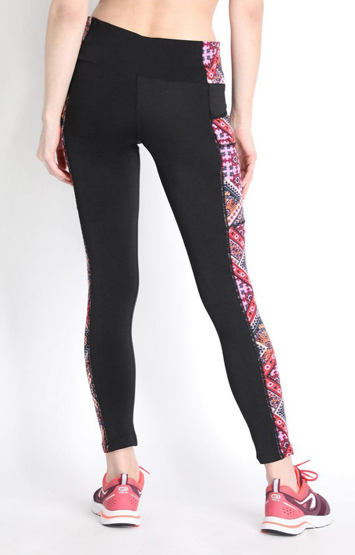 Women's  Pink Printed Polyester Tights