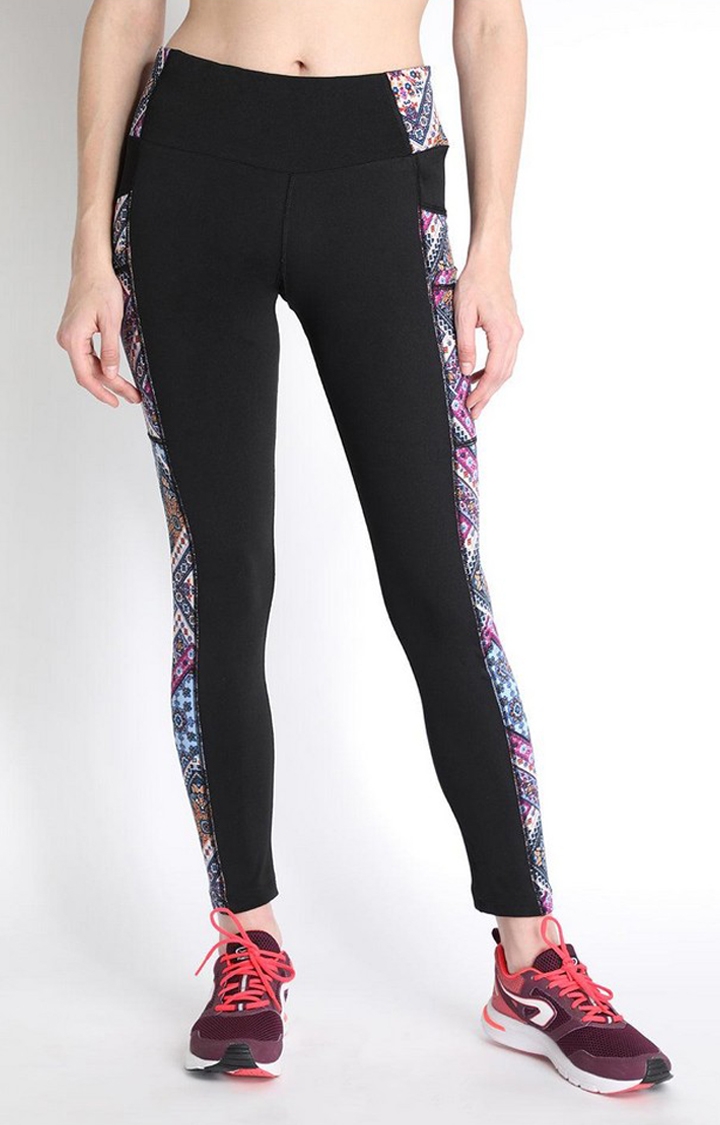 Women's  Pink Printed Polyester Tights