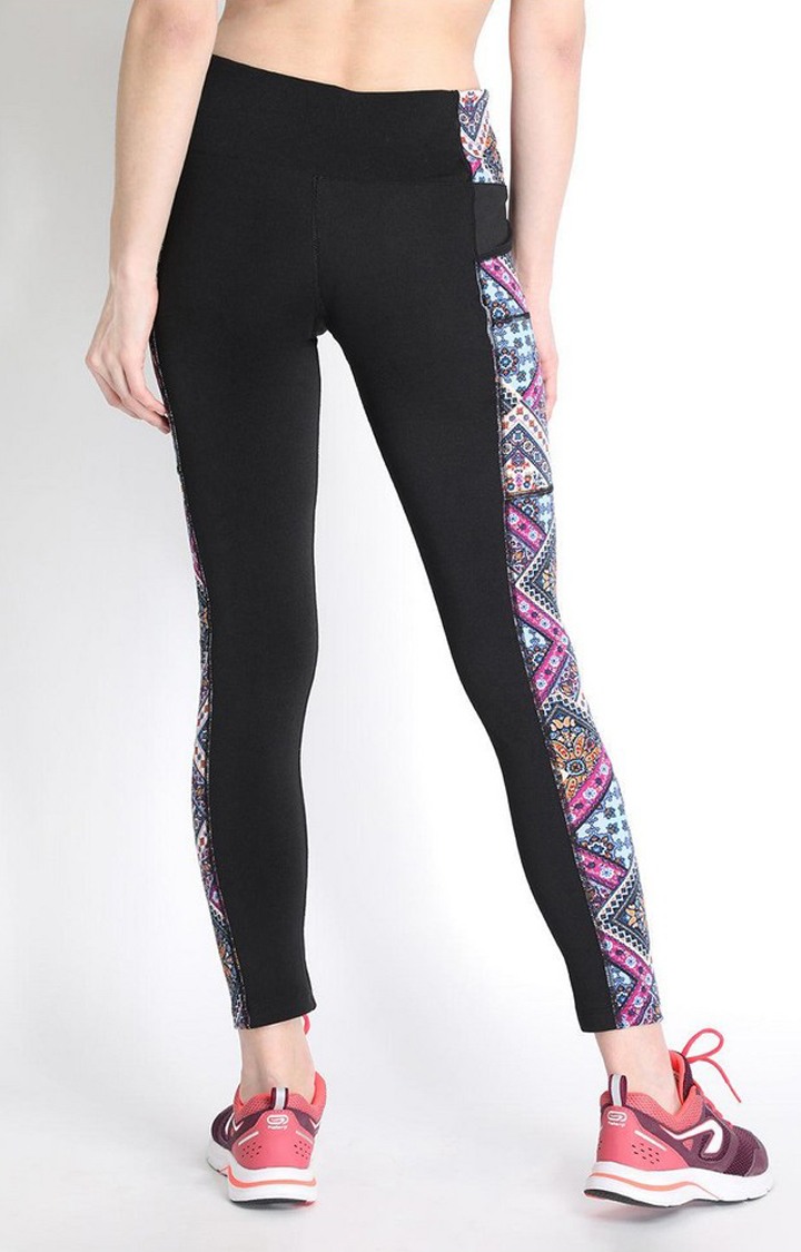 Women's  Pink Printed Polyester Tights
