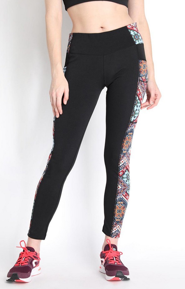CHKOKKO | Women's  Red Printed Polyester Tights