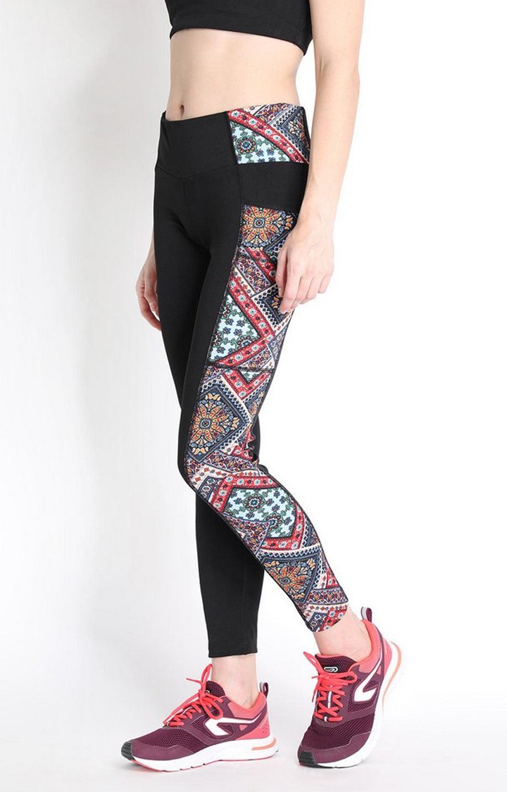 Women's  Red Printed Polyester Tights