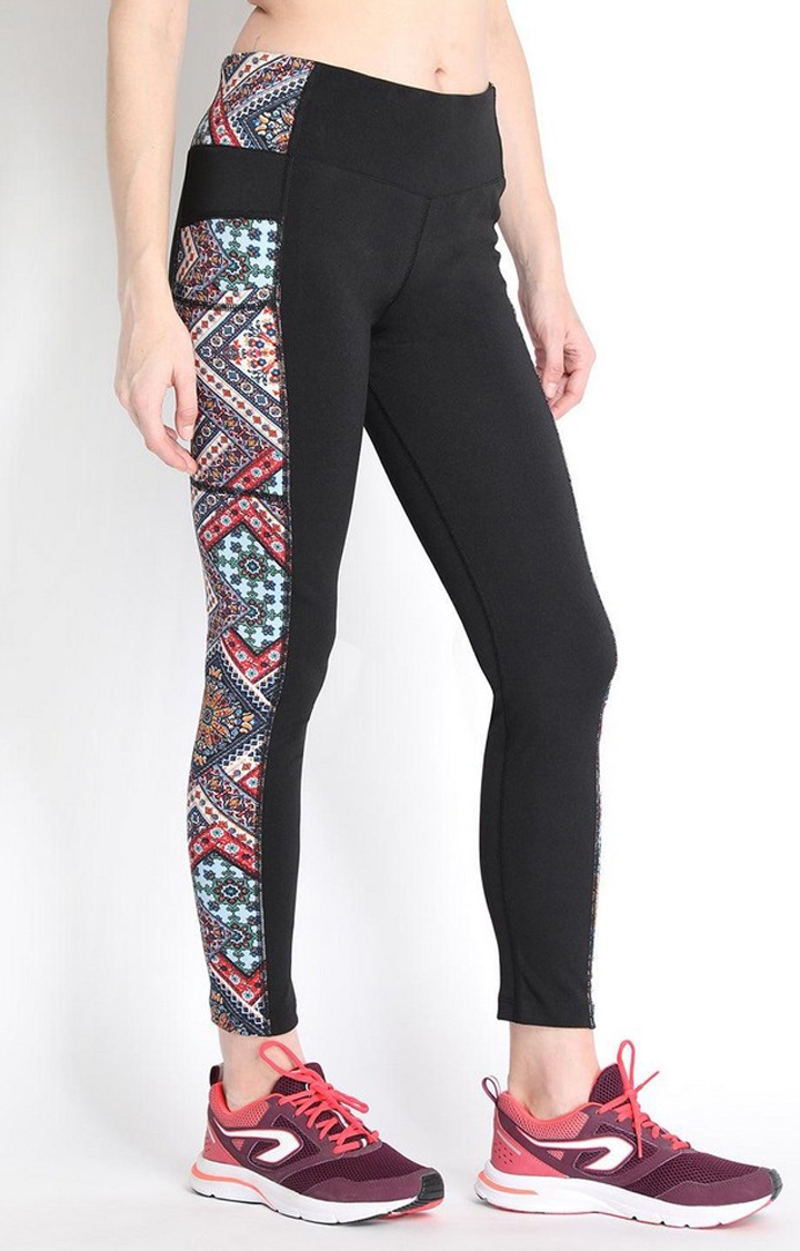 Women's  Red Printed Polyester Tights