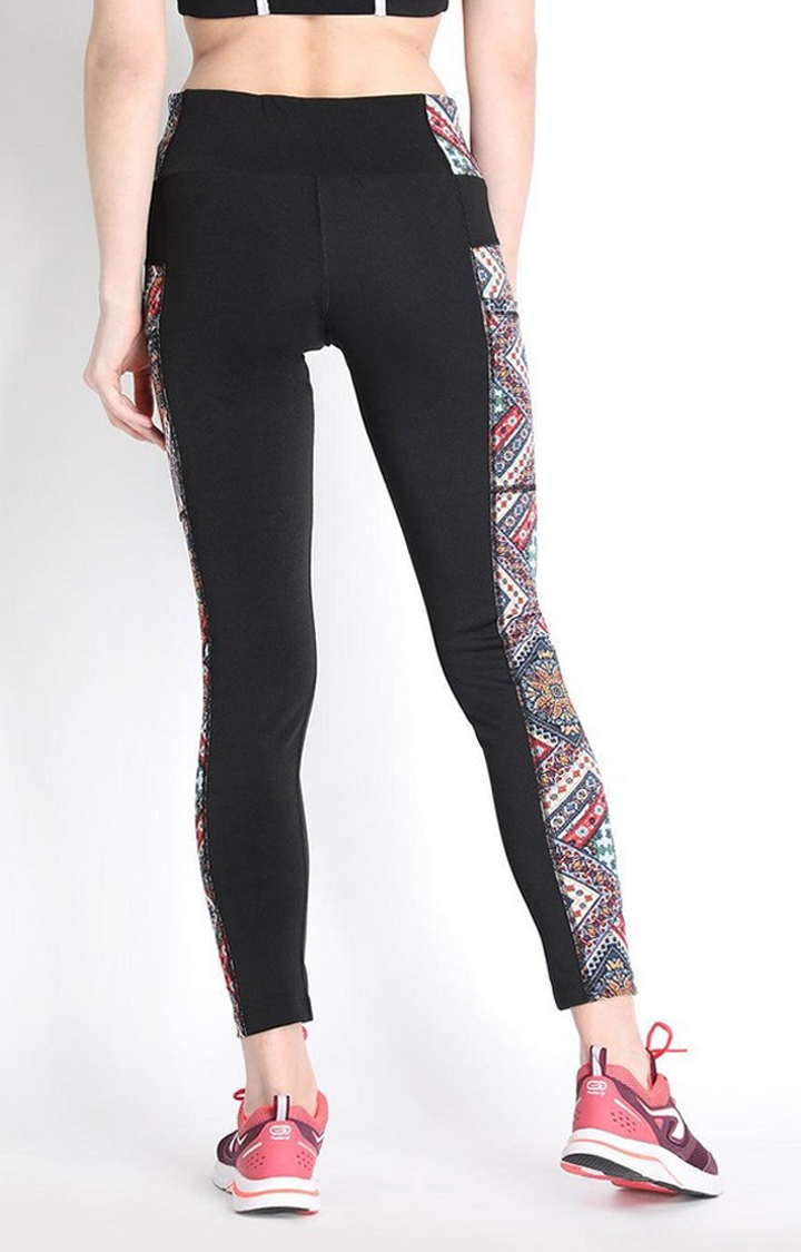 Women's  Red Printed Polyester Tights