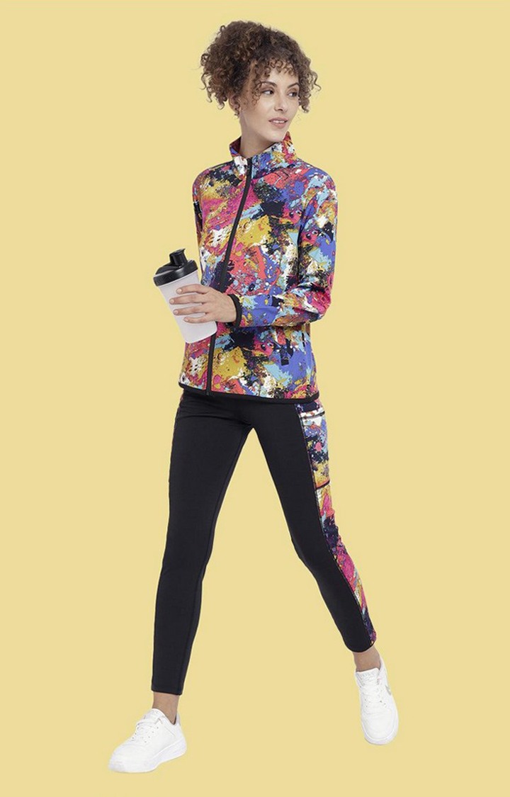 Women's Multicoloured Lightweight Printed Zipper Jacket