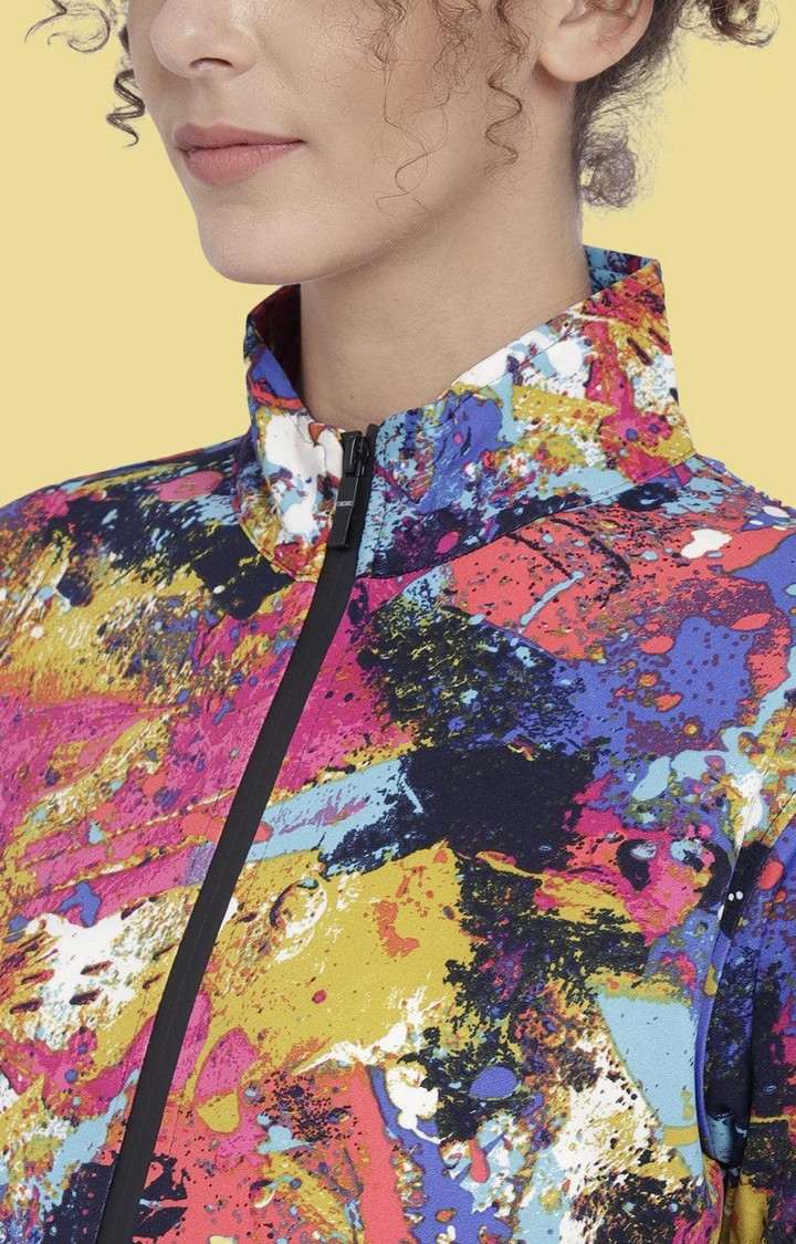 Women's Multicoloured Lightweight Printed Zipper Jacket