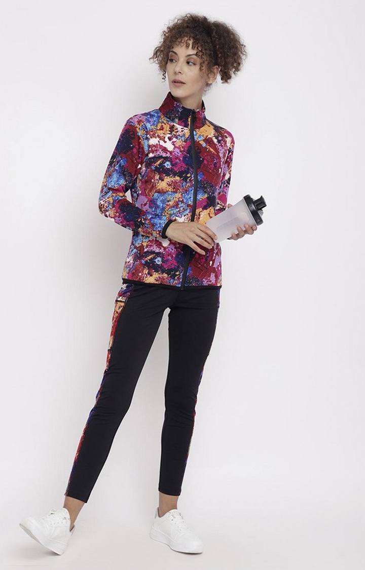 Women's Multicoloured Lightweight Printed Zipper Jacket