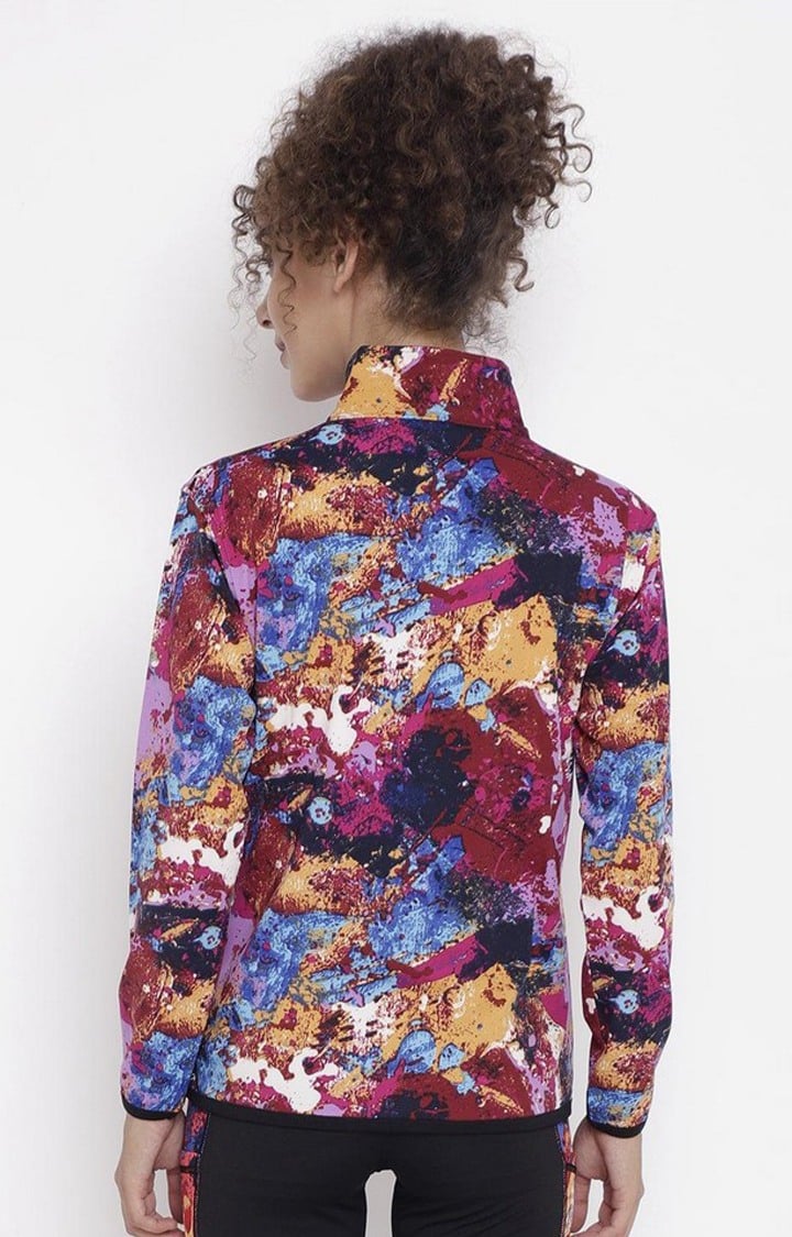 Women's Multicoloured Lightweight Printed Zipper Jacket