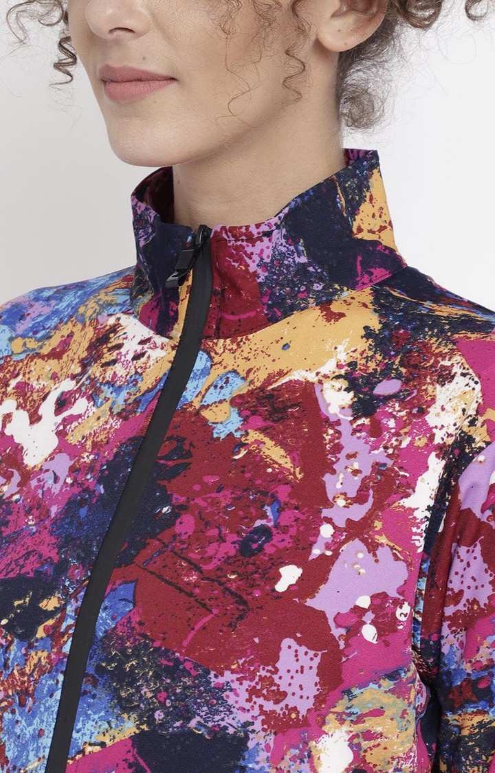 Women's Multicoloured Lightweight Printed Zipper Jacket