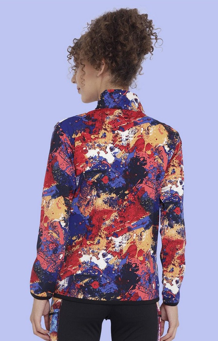 Women's Multicoloured Lightweight Printed Zipper Jacket