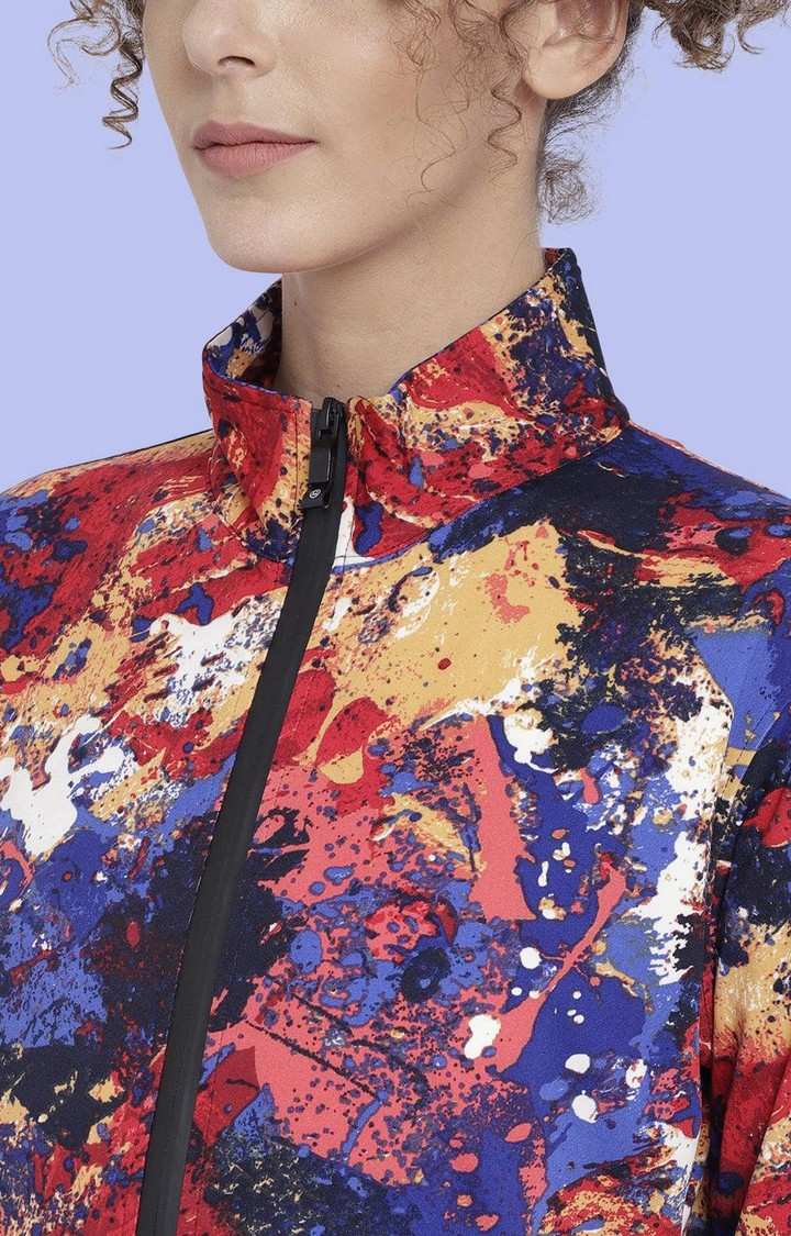 Women's Multicoloured Lightweight Printed Zipper Jacket