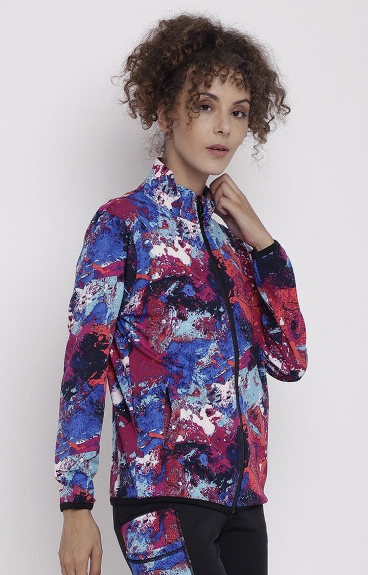 Women's Multicoloured Lightweight Printed Zipper Jacket