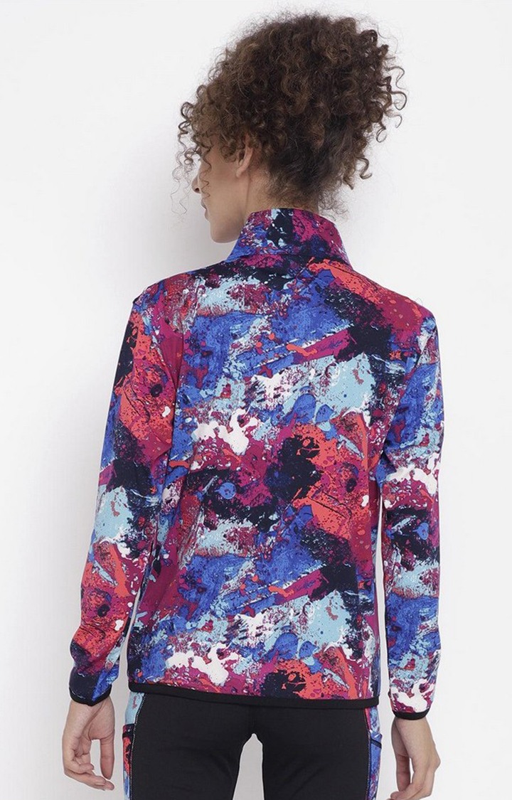 Women's Multicoloured Lightweight Printed Zipper Jacket