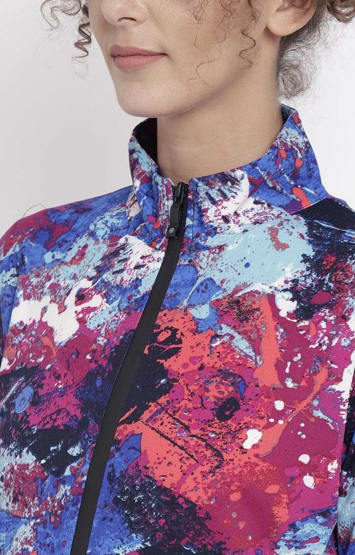 Women's Multicoloured Lightweight Printed Zipper Jacket