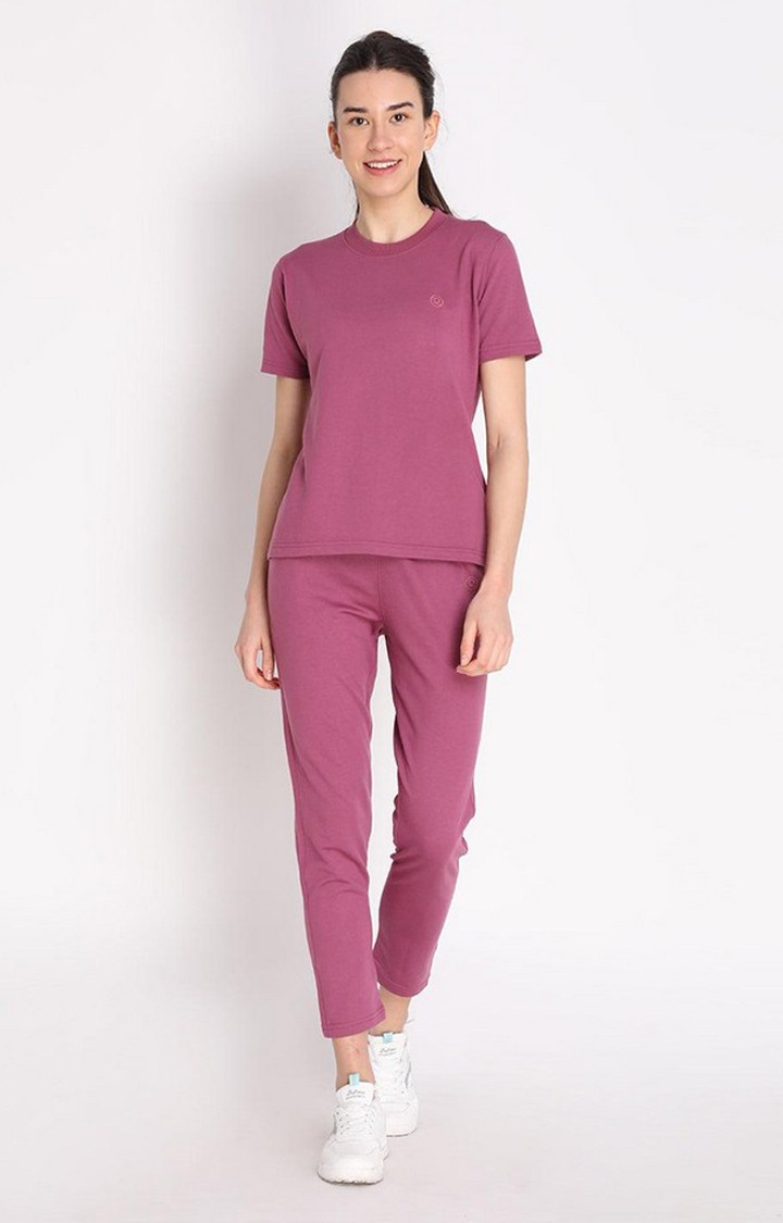 Women's Red Cotton Blend Solid Co-ords