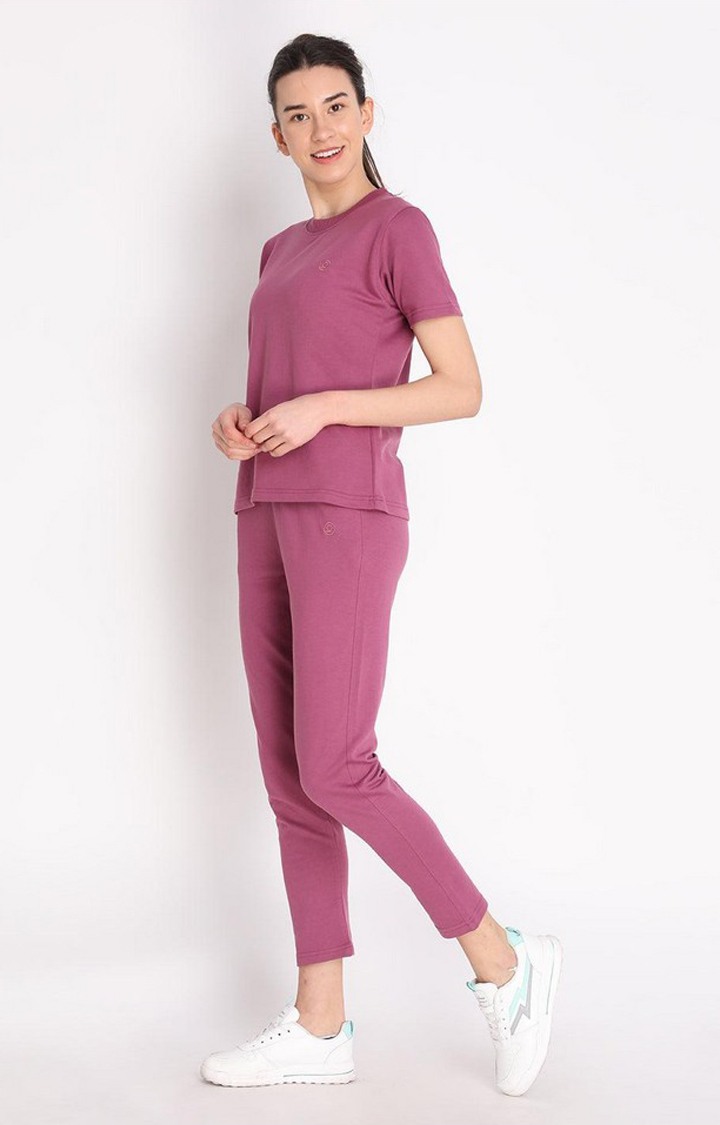 Women's Red Cotton Blend Solid Co-ords