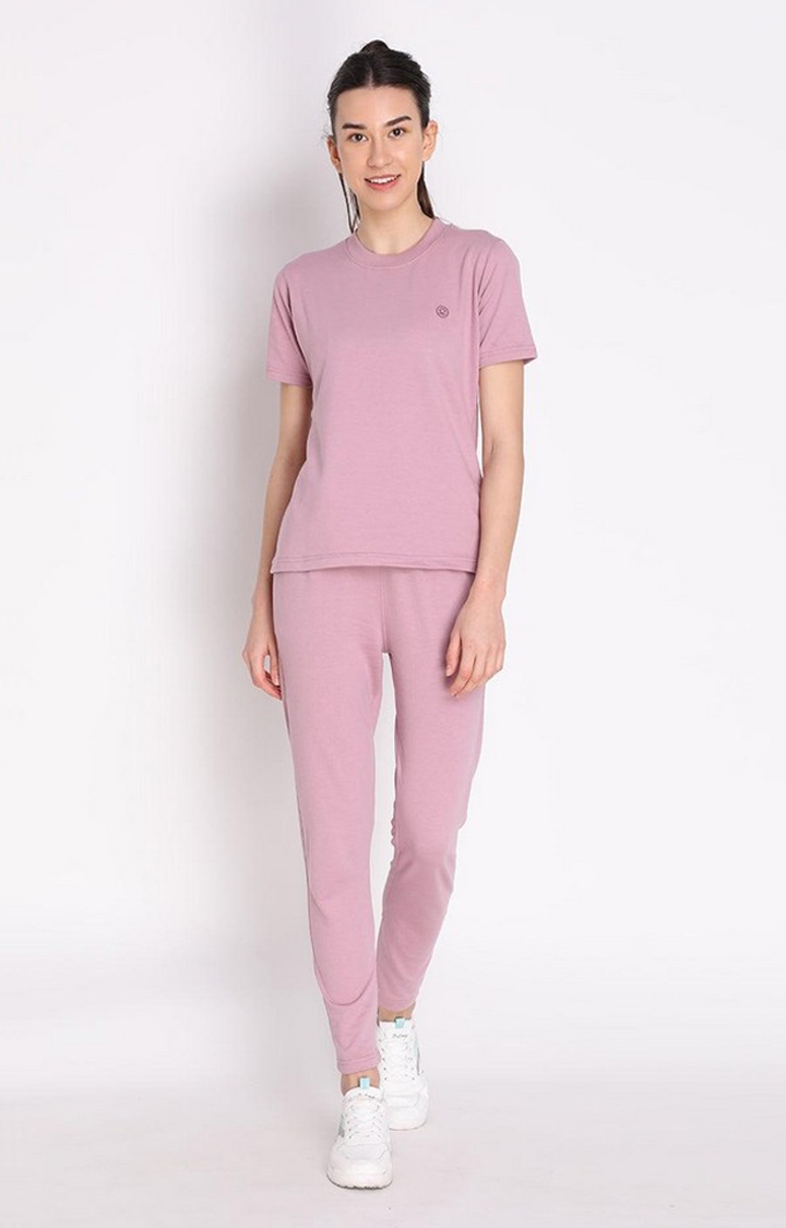 Women's Pink Cotton Blend Solid Co-ords