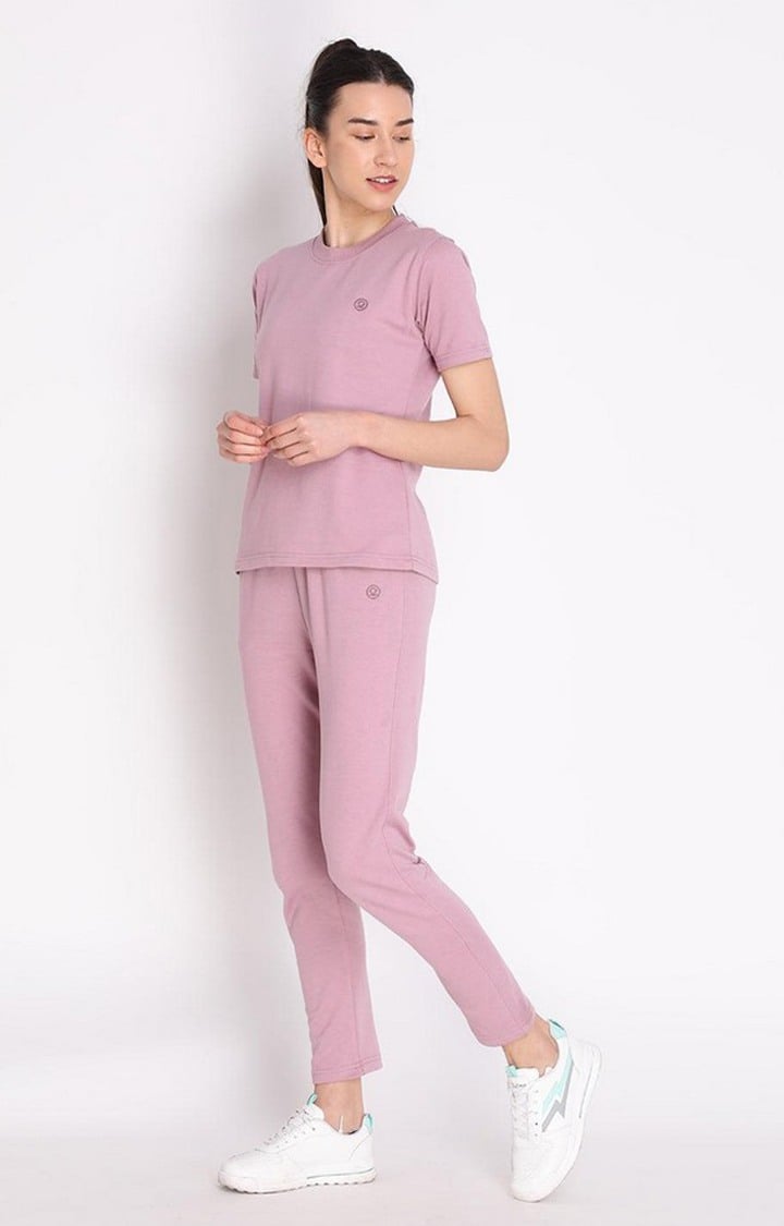 Women's Pink Cotton Blend Solid Co-ords