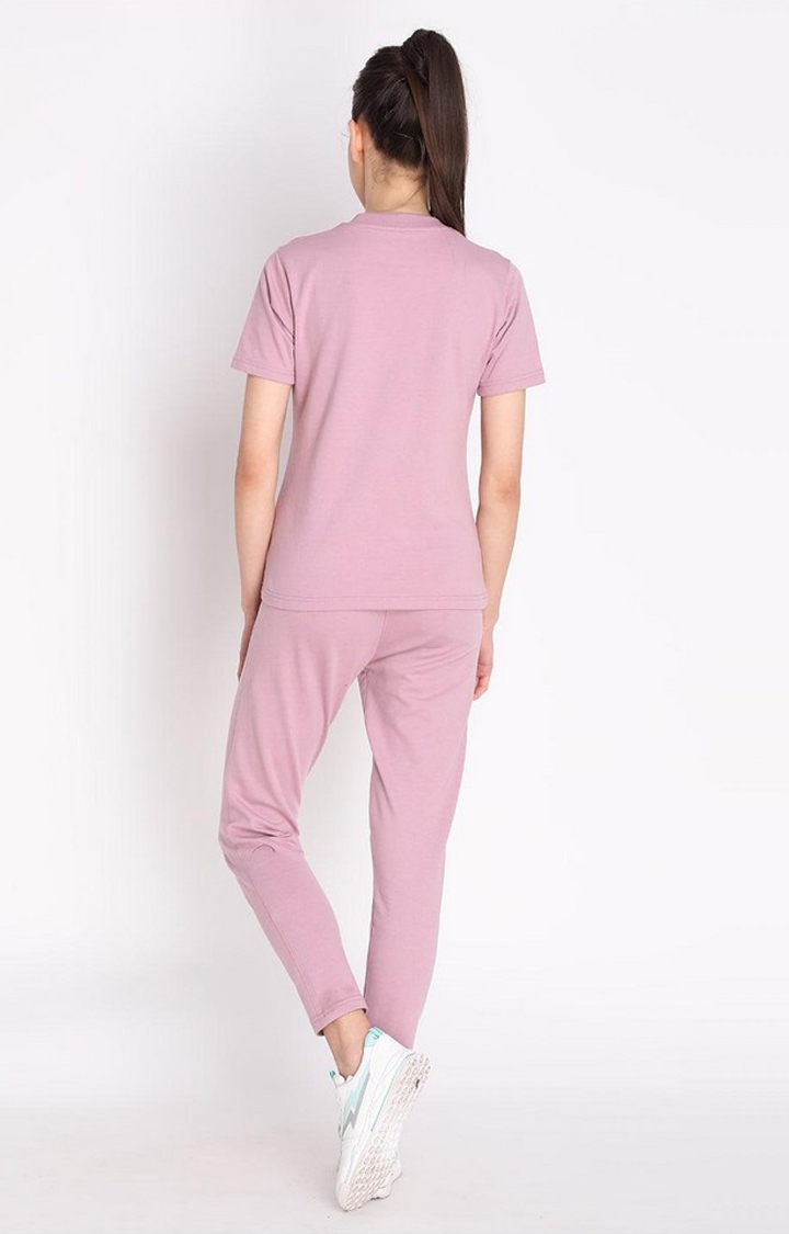 Women's Pink Cotton Blend Solid Co-ords