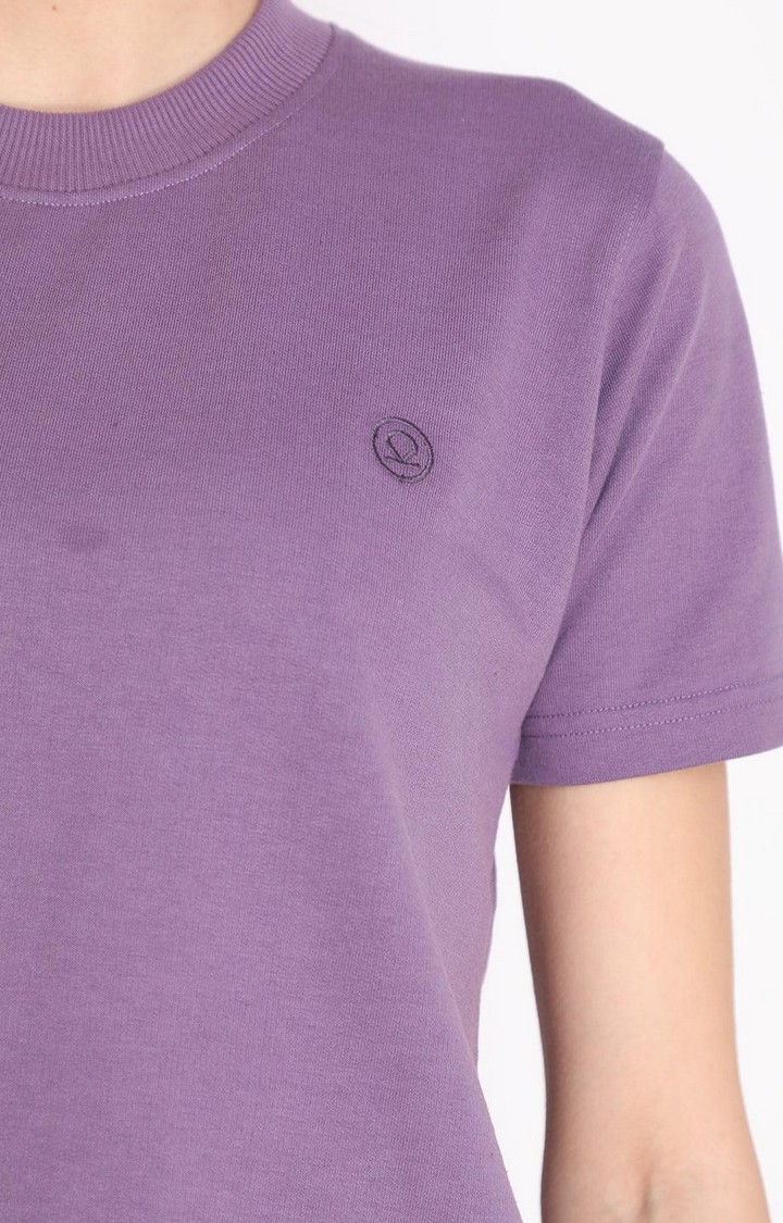 Women's Purple Cotton Blend Solid Co-ords