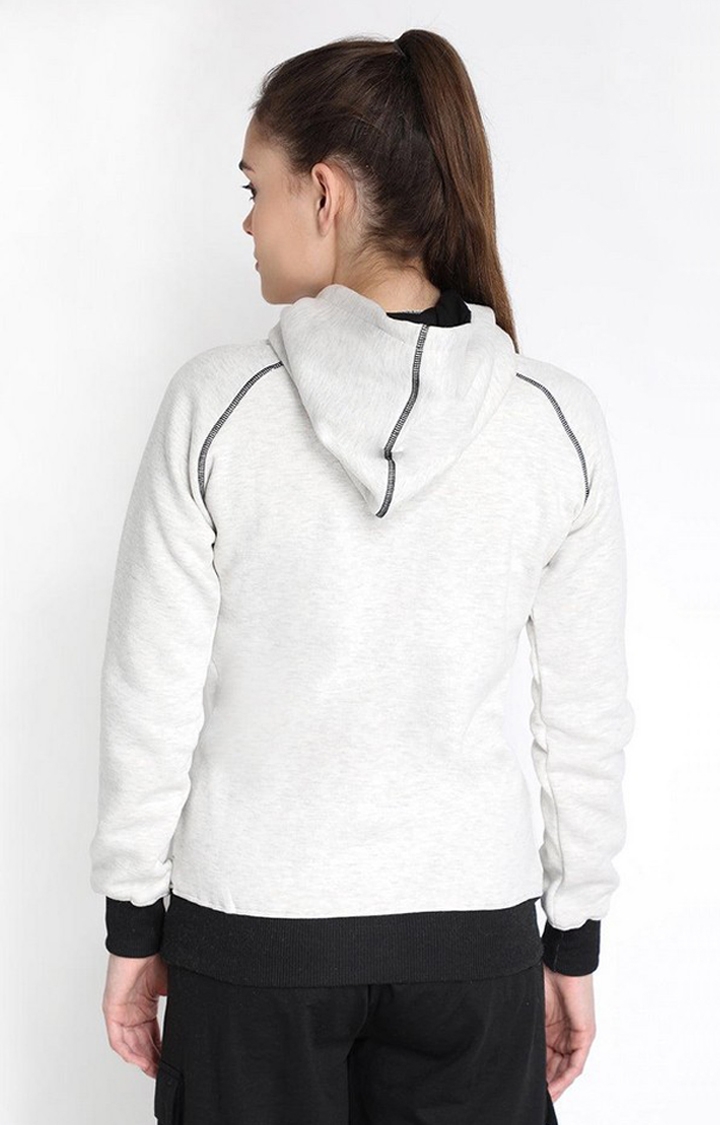 Women's Grey Winter Wear Polyester Hooded Sweatshirt
