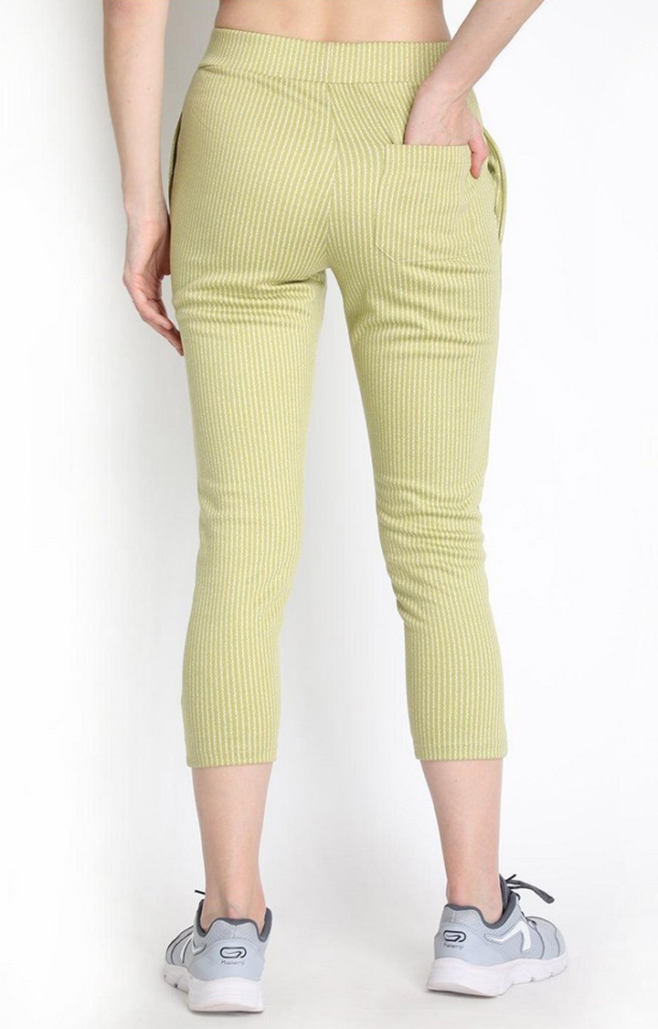 Women's  Green Solid Polyester Tights