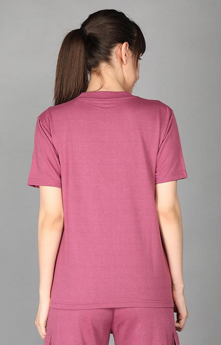 Women's Red Terry Cotton Blend Outdoor Regular T-Shirts
