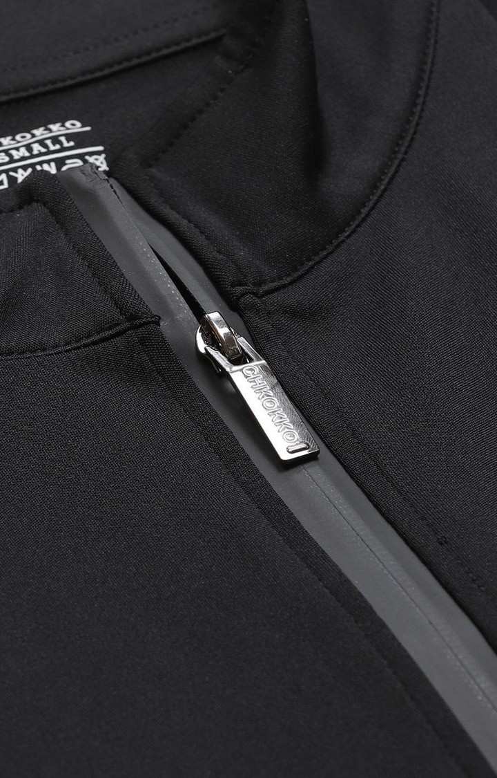 Women's  Black Solid Polyester Tracksuits
