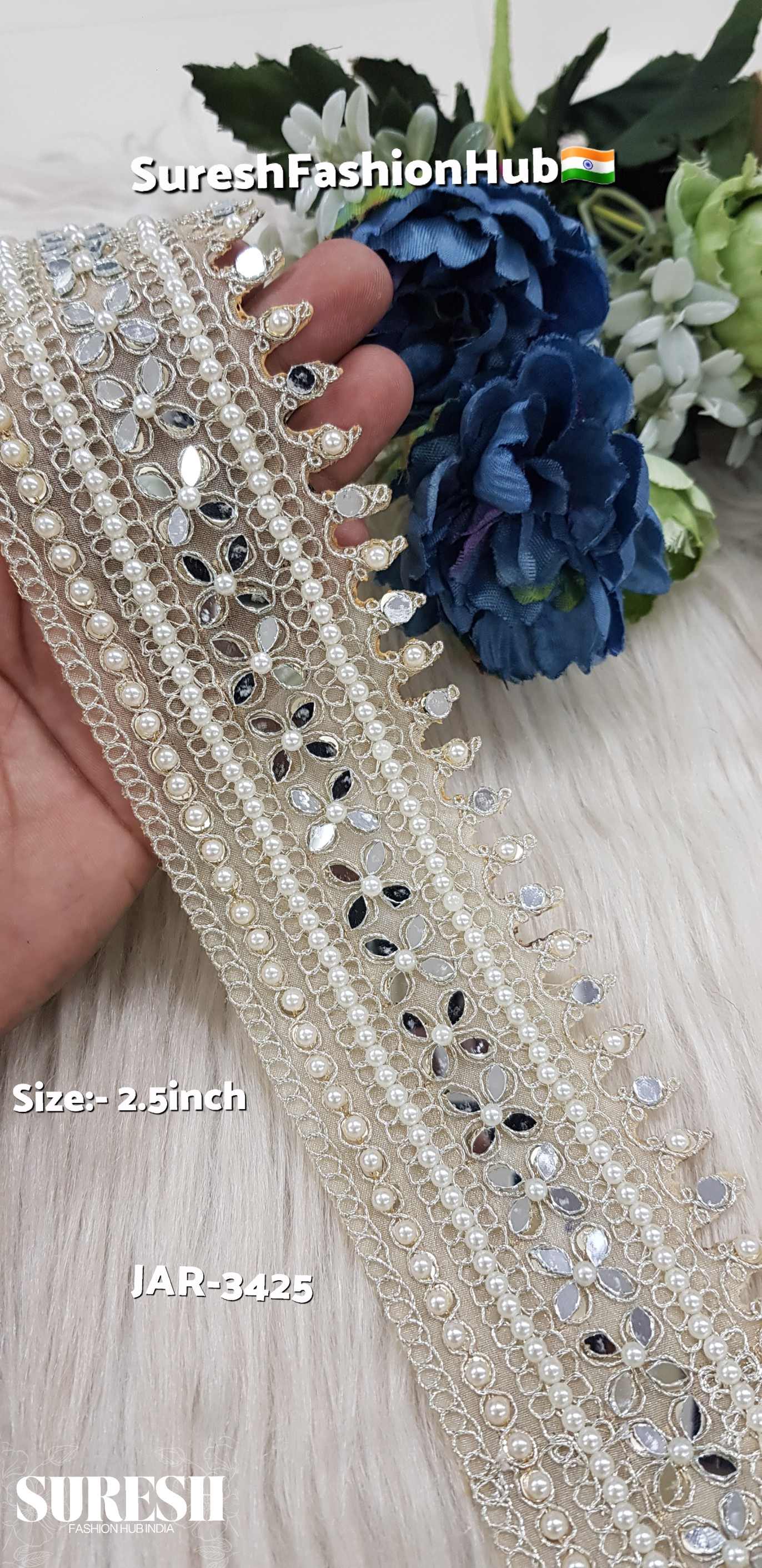 Multi-Design Pearl Mirror Cutwork Organza Lace