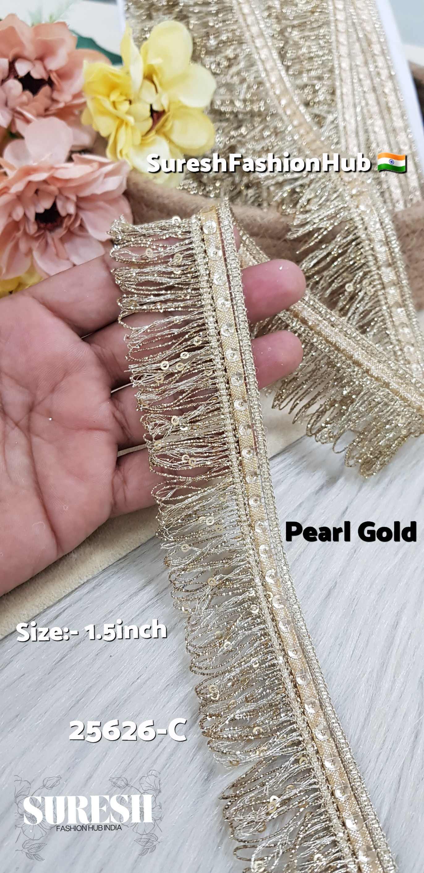  Pearl Zari Sequin Fringe Lace