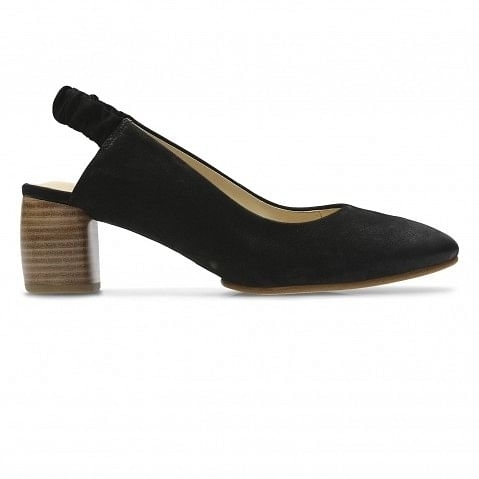 Clarks | Women's Black Leather Block Heels 0