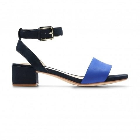 Clarks | Women's Blue Leather Heel Sandals 3